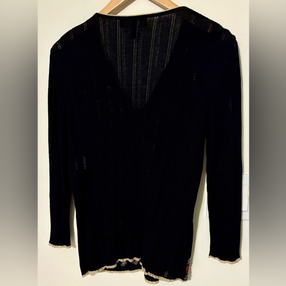 Luxury Designer Escada 45% Wool Floral Embroidery Sweater Size 6-8US Sku#73 - Picture 3 of 9